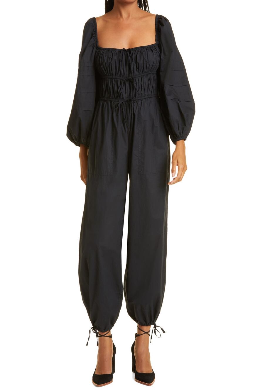 Ulla Johnson Ruched Black Amalie Jumpsuit Size 2